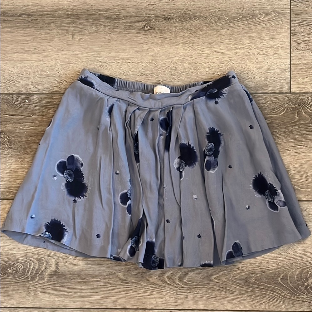 Aritzia Sunday Best Mini Skirt Pleated Floral Print Blue Purple Sz 8 Pull On
